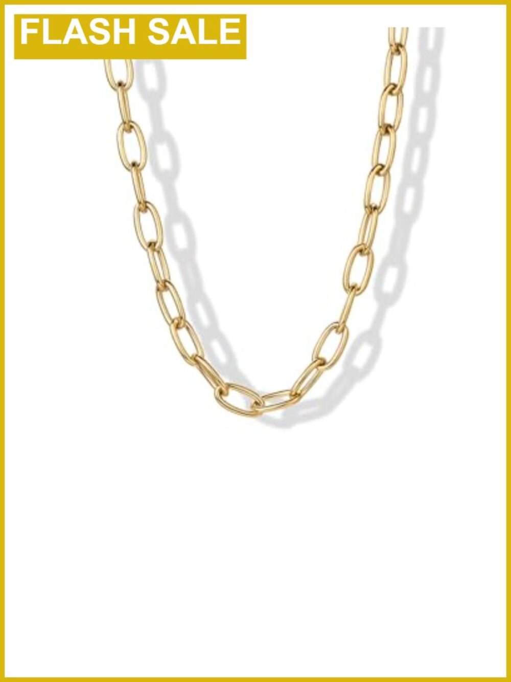 Waterproof Paperclip Chain Necklace 14K Gold Plated Layering